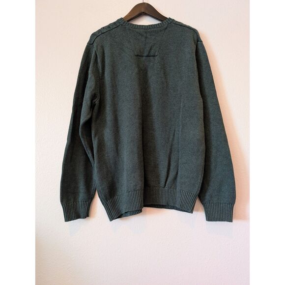 Vtg.  Nautica crewneck cable-knit dark green long sleeve sweater  Sz L - Picture 6 of 8